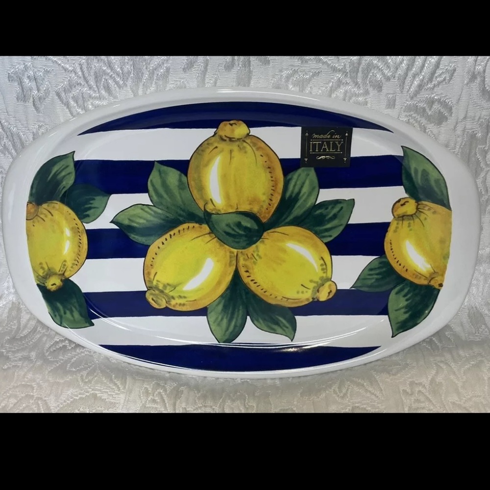 New! 🍋🇮🇹✨Nova Amalfi Lemon Blu Oval Serving Platter